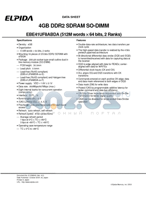 EBE41UF8ABDA datasheet - 4GB DDR2 SDRAM SO-DIMM