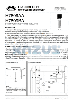 H7809 datasheet - 3-TERMINAL POSITIVE VOLTAGE REGULATOR