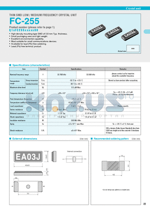 FC-255 datasheet - THIN SMD LOW / MEDIUM FREQUENCY CRYSTAL UNIT