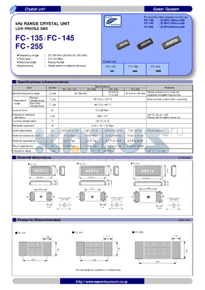 FC-135 datasheet - kHz RANGE CRYSTAL UNIT LOW PROFILE SMD