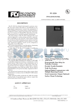 FC-2224 datasheet - TWO-ZONE PANEL