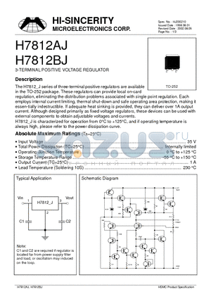 H7812AJ datasheet - 3-TERMINAL POSITIVE VOLTAGE REGULATOR