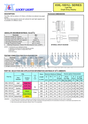 KWL-1001U3 datasheet - Light Bar Graph Array Display