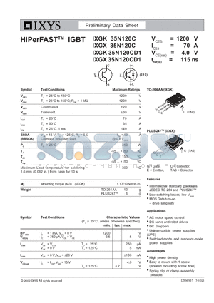 IXGK35N120C datasheet - HiPerFAST IGBT