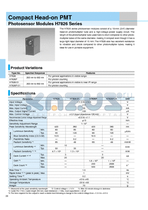 H7826-01 datasheet - Compact Head-on PMT