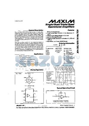 ICL7622EMPA datasheet - Single/Dual/Triple/Quad Operational Amplifiers