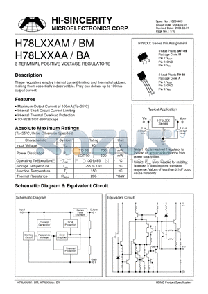 H78LXXBA datasheet - 3-TERMINAL POSITIVE VOLTAGE REGULATORS