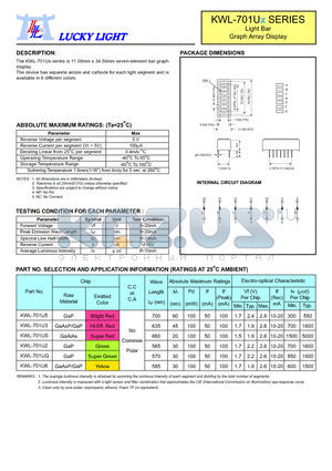KWL-701UG datasheet - Light Bar Graph Array Display