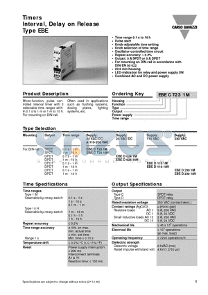 EBED11510H datasheet - Timers Interval, Delay on Release