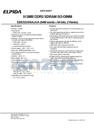 EBE52UD6AJUA-8G-E datasheet - 512MB DDR2 SDRAM SO-DIMM