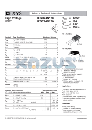 IXGT24N170 datasheet - High Voltage IGBT