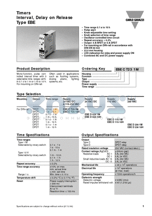 EBED0241M datasheet - Timers Interval, Delay on Release