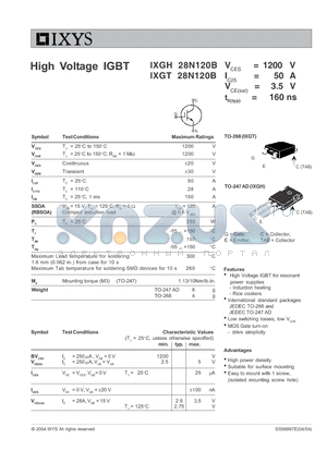 IXGT28N120B datasheet - High Voltage IGBT