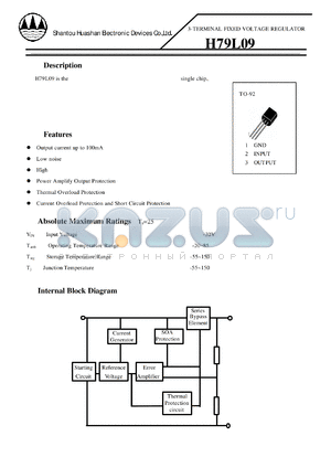 H79L09 datasheet - 3-TERMINAL FIXED VOLTAGE REGULATOR