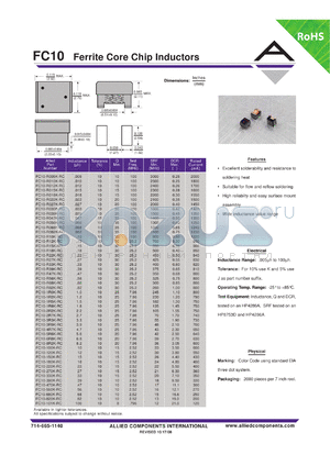 FC10-180K-RC datasheet - Ferrite Core Chip Inductors