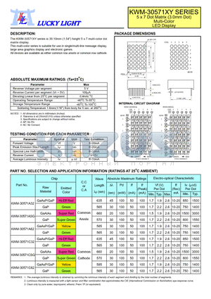 KWM-30571C32 datasheet - 5 x 7 Dot Matrix (3.0mm Dot) Multi-Color