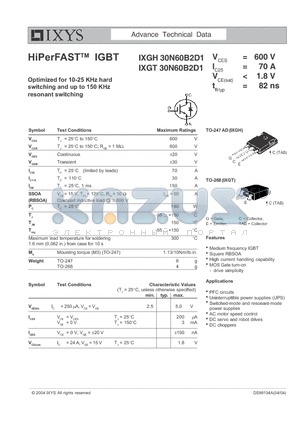 IXGT30N60B2D1 datasheet - HiPerFAST IGBT