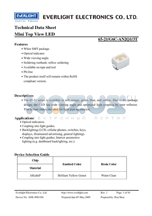 65-21-G6C-AN2Q1-3T datasheet - Mini Top View LED