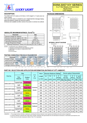 KWM-30571CSG datasheet - 5 x 7 Dot Matrix (3.0mm Dot) Multi-Color