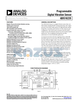 ADIS16220/PCBZ datasheet - Programmable Digital Vibration Sensor