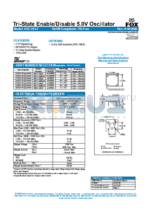H7C-2ELF datasheet - Tri-State Enable/Disable 5.0V Oscillator