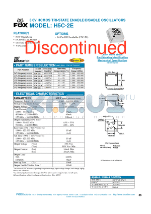 H7C-2ER datasheet - 5.0V HCMOS TRI-STATE ENABLE/DISABLE OSCILLATORS