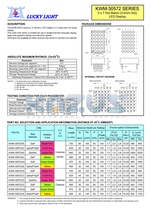 KWM-30572AG datasheet - 5 x 7 Dot Matrix (3.0mm Dot) LED Display