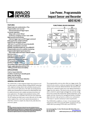 ADIS16240ABCZ datasheet - Low Power, Programmable Impact Sensor and Recorder