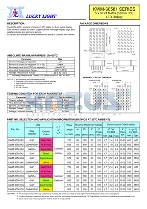 KWM-30581C2 datasheet - 5 x 8 Dot Matrix (3.0mm Dot) LED Display