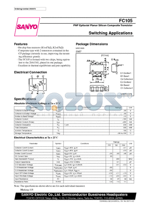 FC105 datasheet - PNP Epitaxial Planar Silicon Composite Transistor (Switching Applications)