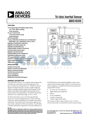 ADIS16350AMLZ1 datasheet - Tri-Axis Inertial Sensor