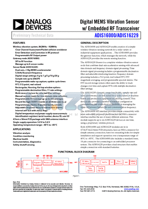 ADIS16229 datasheet - Digital MEMS Vibration Sensor w/ Embedded RF Transceiver