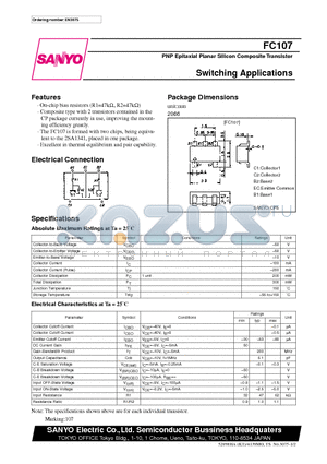 FC107 datasheet - PNP Epitaxial Planar Silicon Composite Transistor Switching Applications