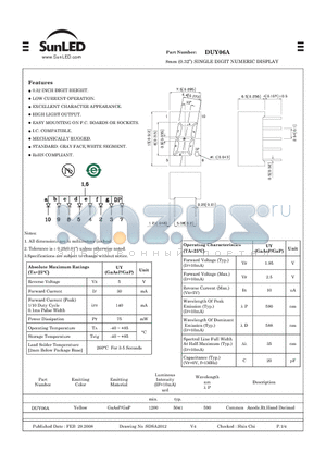 DUY06A datasheet - 8mm (0.32) SINGLE DIGIT NUMERIC DISPLAY