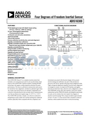 ADIS16300AMLZ datasheet - Four Degrees of Freedom Inertial Sensor