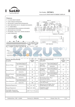 DUY06C4 datasheet - 6.2mm (0.25) FOUR DIGIT NUMERIC DISPLAY