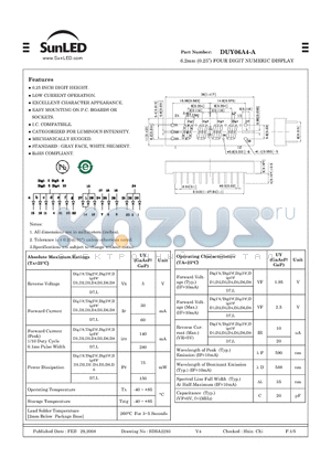 DUY06A4-A datasheet - 6.2mm (0.25) FOUR DIGIT NUMERIC DISPLAY