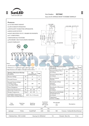 DUY06C datasheet - 8mm (0.32) SINGLE DIGIT NUMERIC DISPLAY