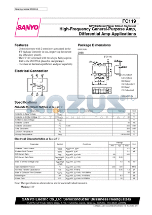 FC119 datasheet - High-Frequency General-Purpose Amp, Differential Amp Applications