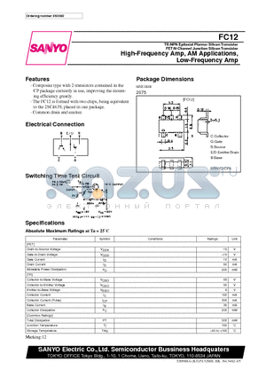 FC12 datasheet - High-Frequency Amp, AM Applications, Low-Frequency Amp