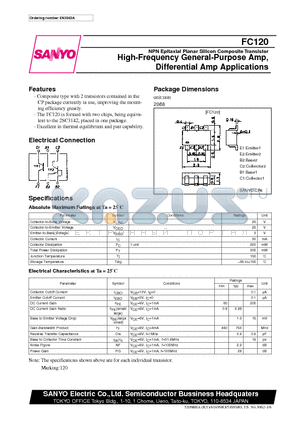 FC120 datasheet - High-Frequency General-Purpose Amp, Differential Amp Applications
