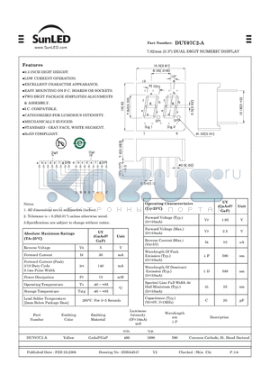 DUY07C2-A datasheet - 7.62mm (0.3) DUAL DIGIT NUMERIC DISPLAY