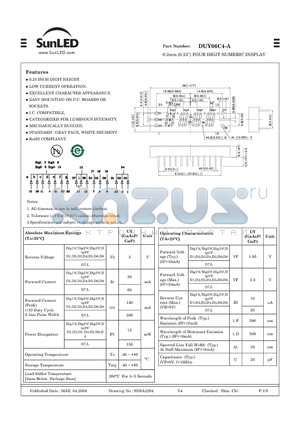 DUY06C4-A datasheet - 6.2mm (0.25) FOUR DIGIT NUMERIC DISPLAY