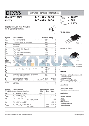 IXGX82N120B3 datasheet - GenX3 1200V IGBTs