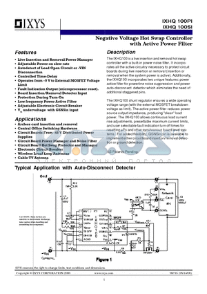 IXHQ100 datasheet - Negative Voltage Hot Swap Controller with Active Power Filter