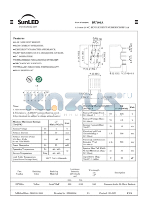 DUY09A datasheet - 9.14mm (0.36) SINGLE DIGIT NUMERIC DISPLAY
