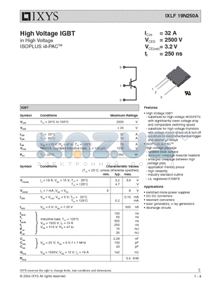 IXLF19N250A datasheet - High Voltage IGBT