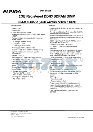 EBJ20RE4BAFA-DJ-E datasheet - 2GB Registered DDR3 SDRAM DIMM