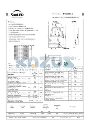 DUY127C-A datasheet - 127mm (5.0) SEVEN SEGMENT DISPLAY