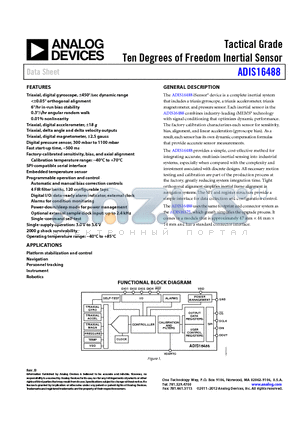 ADIS16488/PCBZ datasheet - Ten Degrees of Freedom Inertial Sensor